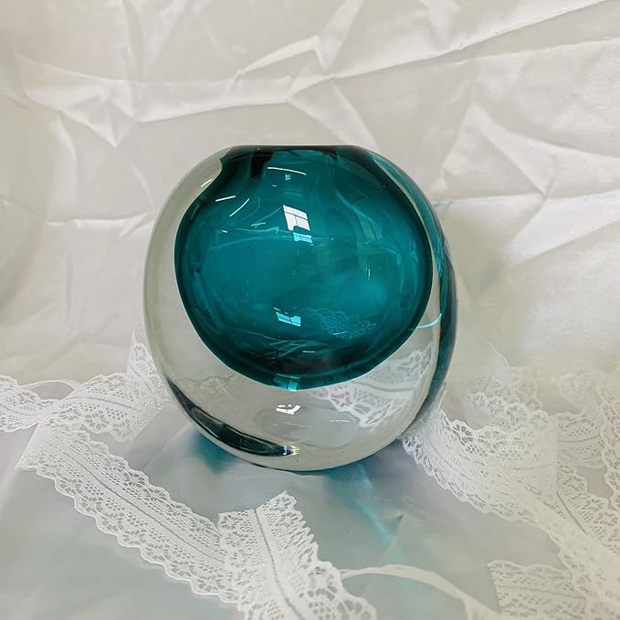 Crystal Vase, Modern Decorative Vase, Minimalist Floral Vase, Light Luxury Style for Home Decor, Centerpiece, Office, Pampas Grass, Dried Flowers, Flowers and Buds (Blue)