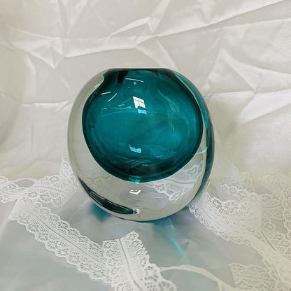 Crystal Vase, Modern Decorative Vase, Minimalist Floral Vase, Light Luxury Style for Home Decor, Centerpiece, Office, Pampas Grass, Dried Flowers, Flowers and Buds (Blue)