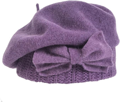 VECRY Lady French Beret 100% Wool Beret Floral Dress Beanie Winter Hat