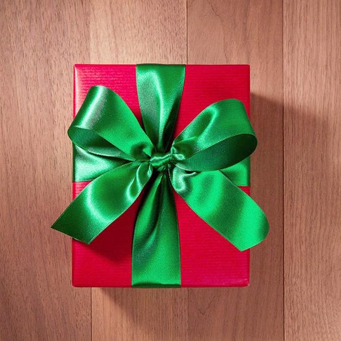 Humphrey's Craft 1 Inch Fern Green Double Faced Satin Ribbon - 50 Yards Variety of Color for Crafts Gift Wrapping Bows Bouquet Decoration Sewing Christmas Tree Wedding Invitation Card.