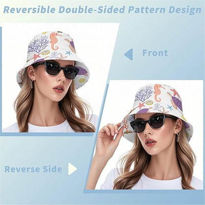Wildflowers Floral Bucket Hat for Men Women, Summer Vacation Outdoor Travel Reversible Double Side Beach Caps Fisherman Hat