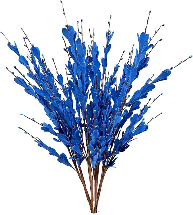 UiiziC Artificial Flowers Jasmine 8 PCS 31"/80cm Faux Plants Bulk Fake Flower Bouquet for Vase Fillers Floral Arrangement Wreath Wedding Party Bouquets Garden Centerpieces Decor (Blue)