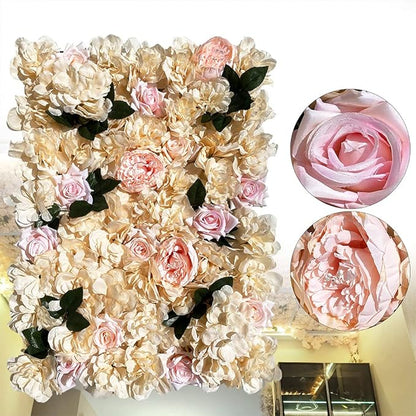 12PCS Artificial Flower Panels, Wedding Flower Panels Banquet Flowers Board, Flower Backdrop Wall for Photo Party Wedding Background Decor