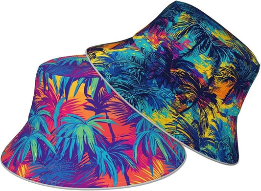 Bucket Hat Beach Summer Sun Hat Reversible Fisherman Hats Double Sided Wearing for Women Men Boys Girls
