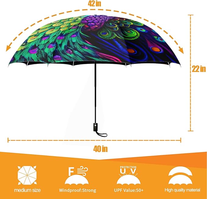 Small Compact Travel Automatic Folding Umbrella for Women, Portable Lightweight, Rain, Wind, UV Sun Shade