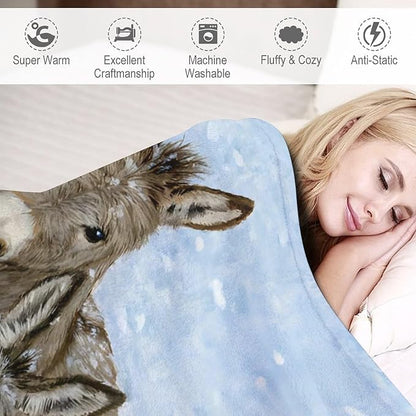 Donkey Gifts for Girls & Women - Soft, Warm & Cozy Fleece Throw Blanket for Kids & Adults - 50"x60"