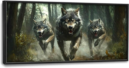Forests Wolf Large Decor Wall Art Wolves Framed Pictures for Living Room, Animal Oversized Canvas Print Painting Modern Extra Large Framed Artwork for Bedroom Office Home Decor 60"x30"