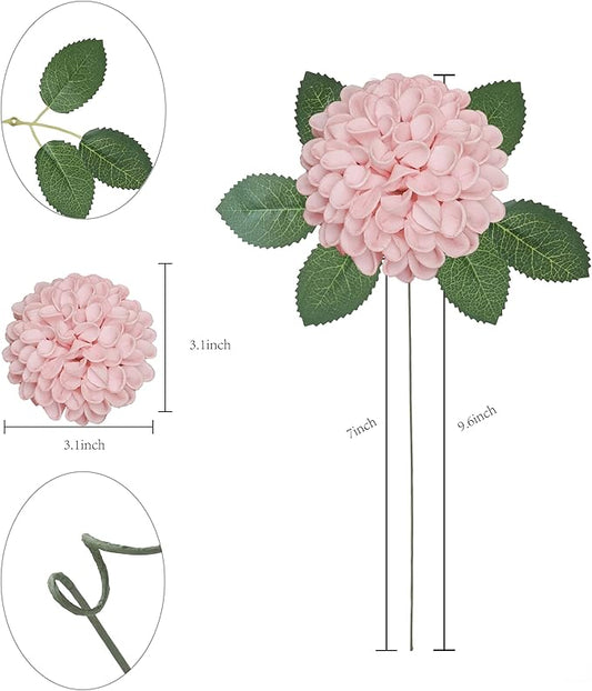 Artificial Flowers, 100pcs Realistic Artificial Rose for DIY Wedding Bouquets Centerpieces Arrangements, Pink Dahlia Flowers with Stem for Bridal Shower Party Home Decorations