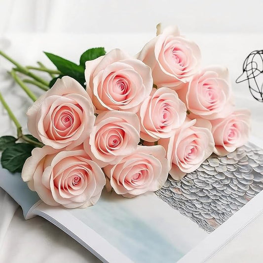 Pink Roses Artificial Flowers 15 PCS, Fake Roses Silk Flowers with Long Stems, Faux Rose for Wedding Centerpieces, Home Decor, Indoor Floral Arrangements, Party Decor, DIY Bouquet(Pink)