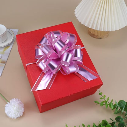 12 Pieces Pull Bow Wrapping Pull Bow Ribbon Pull Bows for Wedding Baskets,6 Inches Diameter Gift Bows, Large Bows for Presents. (Dark Pink)