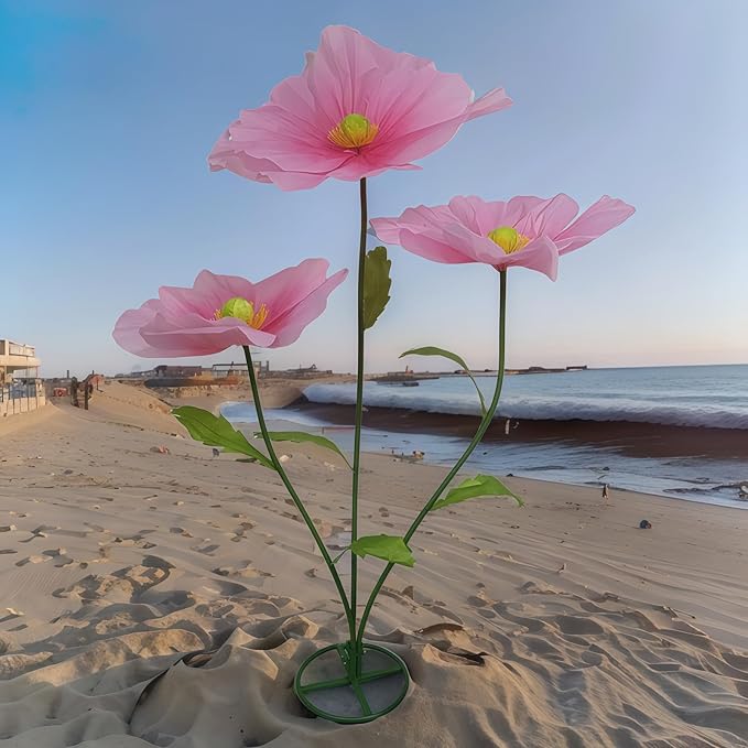 Artificial Giant Flower for Decoration - 5.6 Ft Large Artificial Silk Flower with Stems and Stands - Big Flores Gigantes for Wedding Party Banquet Backdrop Decor, Photography Props Window Display