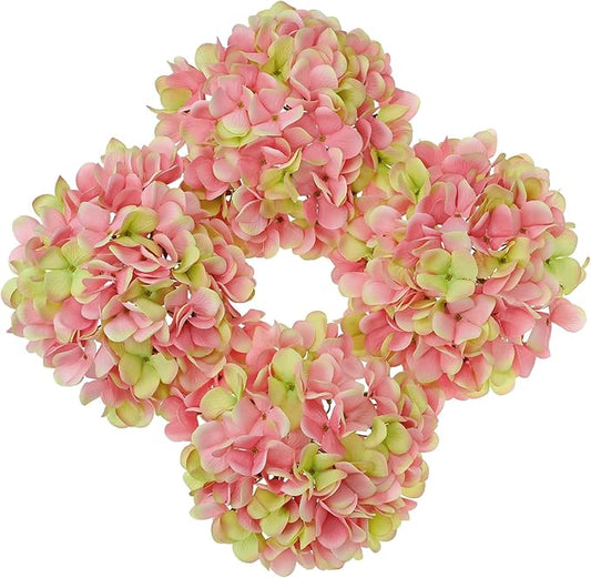 Hollyone Dark Pink Silk Hydrangea Artificial Flowers Heads 7.4inch Large Fake Hydrangea 4Pcs Full Faux Flowers with Stems for Wedding Party Table Centerpieces Flower Arrangement Home Decor