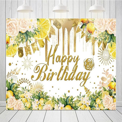 10x8ft Gold Floral Birthday Backdrop, Rose Gold Glitter Bokeh Photography Background Girls Birthday Party Cake Table Decorations Photo Shoot Banner Props