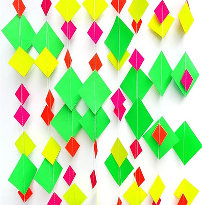 110feet Neon Paper Garland Neon Streamers Hollowed Star Black Light Neon Decorations Glow Party UV Reactive Neon Party Favors Glow in The Dark Party Supplies for Party Wedding Birthday Garlands