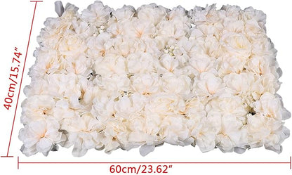 16"x 24" Artificial Flower Wall Panels, Silk Flower Panels for Outdoor Garden Backyard Fence Privacy Screen and Indoor Wall Decor (6Pcs Champagne)