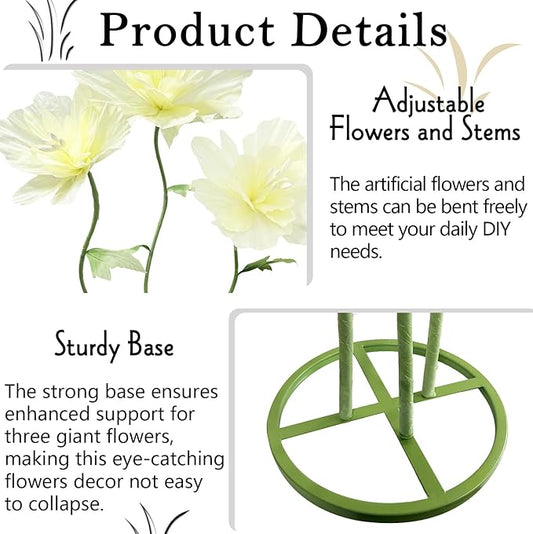 Giant Artificial Paper Flowers Decorations, Large Faux Floral Decor Huge 3D Flower for Wedding Home Office Christmas Birthday Party Banquet Background Shop Window Display Photographic Props, Yellow