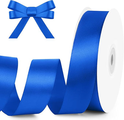 KMER LIFE 1 inch Wide x 50 Yards Royal Blue Single Faced Polyester Satin Ribbon, Royal Blue Satin Ribbon Perfect for Wedding Decor, Wreath, Crafts, Gift Wrapping & Other Projects (Royal Blue)