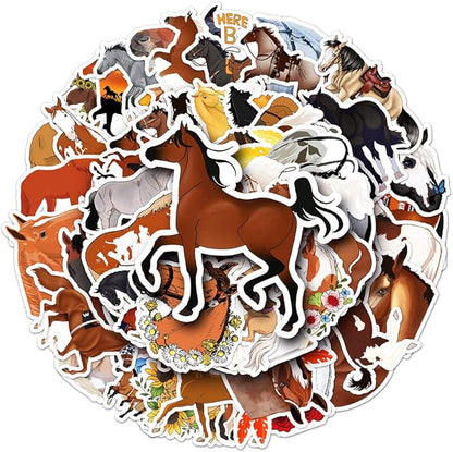 Horse Stickers for Teens Boy Girls Kids|50 Pcs|Cute Vinyl Animals Waterproof Stickers for Laptop Computer Phone Luggage Flasks Water Bottle Bike Car Notebook Tablet,Lovely Cartoon Decals Pack(Horse)