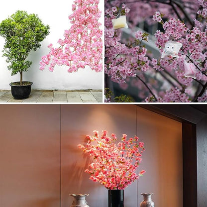 Artificial Silk Cherry Blossom Flower Heads, Fake Fabric Sakura Floral Head Decor for Bridal Hair Clips Headbands Dress DIY Accessories Wedding Party Supply Table Decorative (100pcs Pink)