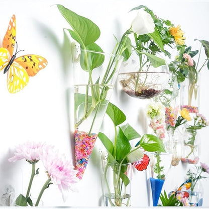 Wall-Mounted Acrylic Planter for Hydroponic Plants – Pipe Vase, Modern Transparent Design for Home & Office Decoration