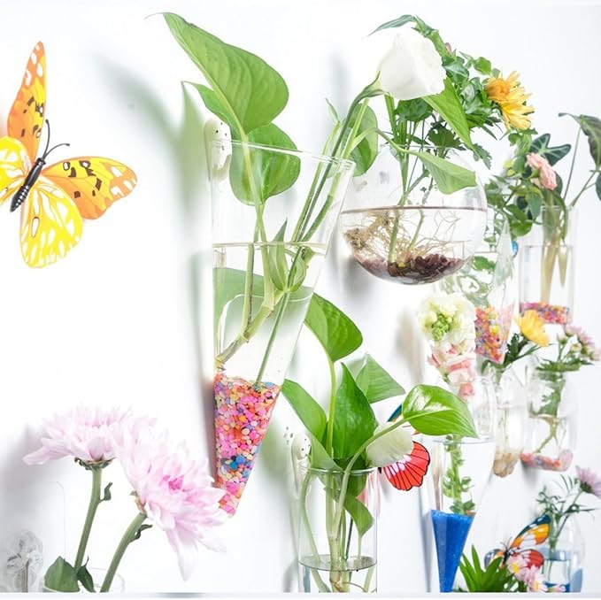 Wall-Mounted Acrylic Planter for Hydroponic Plants – Square Cup Vase, Modern Transparent Design for Home & Office Decoration