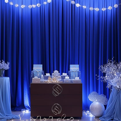 Wish Care Royal Blue Backdrop Curtains - 6 Panels, Wrinkle-Free, Polyester, Photography Drapes for Baby Shower, Birthday Party, Photo Background Backdrop Stand - 24 X 10FT (Royal Blue)
