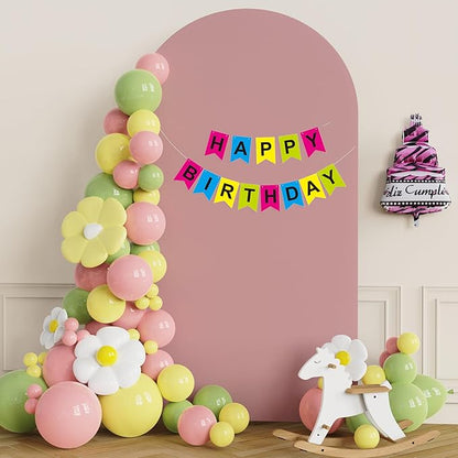 Putros 7.2ft Metal Arch Stand with Cover Light Dusty Rose Spandex Fitted Wedding Arch Cover and Round Top Chiara Backdrop Stand Set for Birthday Party Baby Shower Decoration