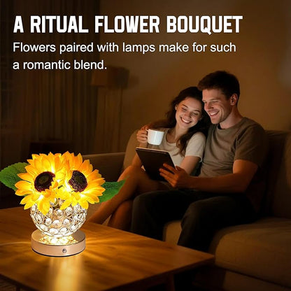 Sunflower Flower Lamp for Women Gifts, 3 Color Dimmable Night Light, Rechargeable Cordless Touch Table Lamp for Womens Mom Wife Friends Girlfriend Her Gifts, Perfect for Bedroom Bar Coffee Shop