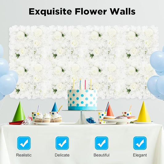 Artificial Flower Wall Panel,12Pcs 3D Silk Rose Floral Decorative Faux Flower Wall Background,Artificial Wall Flower Backdrop Rose Floral Panel for Party Wedding