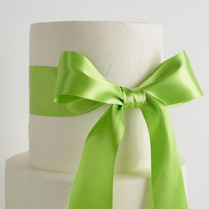 MEEDEE Lime Satin Ribbon 2 inch Lime Ribbon Double Faced Satin Ribbon by 25 Yards Lime Green Ribbon for Christmas Tree, Wreaths, Crafts, Satin Weddings, Flower Bouquet, Holiday Decorating