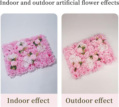 6PCS Artificial Flower Wall Panel - 16 x 24 inch 3D Flower Wall Backdrop Decoration Pink Roses Wall for Home Party Wedding Anniversary Birthday Photo Arrangement