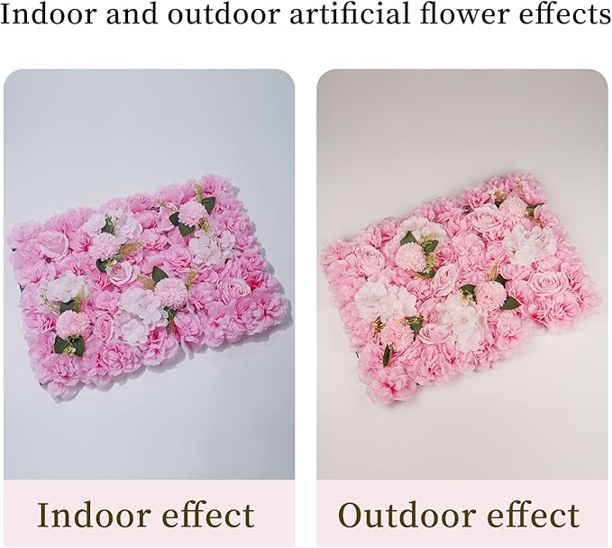 12PCS Artificial Flower Wall Panel - 16 x 24 inch 3D Flower Wall Backdrop Decoration Pink Roses Wall for Home Party Wedding Anniversary Birthday Photo Arrangement