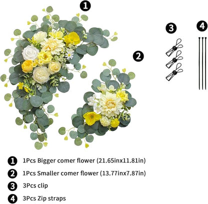 2pcs Wedding Arch Flowers,Wedding Welcome Sign,centerpieces for Tables,Reception Backdrop Table Decorations Welcome Sign (Yellow)