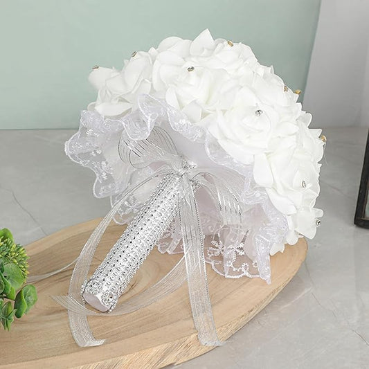 Ochine Bride & Bridesmaid Bouquets - Silk Hand Holding Flower Bouquet for Valentines Day Decor, Wedding Party Supplies & Home Decor