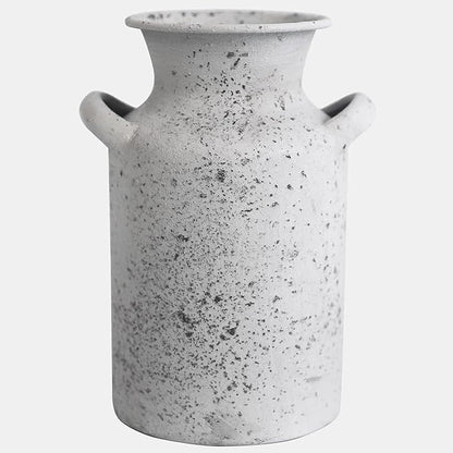 Rustic Vintage Metal Flower Vase for Decor Milk Jug Small Vases for Flowers Kitchen Decorations, Cylindrical,Perfect for Kitchen, Dining Room, Living Room,Housewarming Gift,White