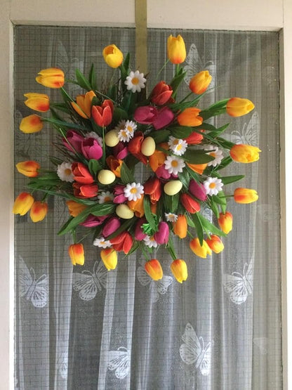 Tulips Artificial Flowers 20 Pcs Orange Fake Tulip Stems Real Touch PU Tulips for Easter Spring Wedding Bouquet Home Centerpiece Floral Arrangement Table Décor