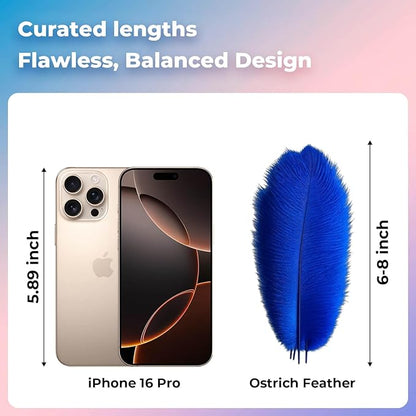 Piokio 20 pcs Blue Ostrich Feathers Plumes 6-8 inch(15-20 cm) Bulk for DIY Clothes, Feather Pens, Dream Catcher, Gatsby Decorations
