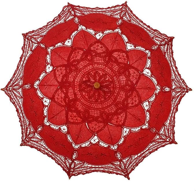 Lace Parasol Umbrella Vintage Wedding Bridal Lace Umbrella for Decoration Photo Tea Party 32 Inch Adult Size