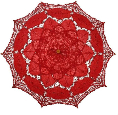 Lace Parasol Umbrella Vintage Wedding Bridal Lace Umbrella for Decoration Photo Tea Party 32 Inch Adult Size