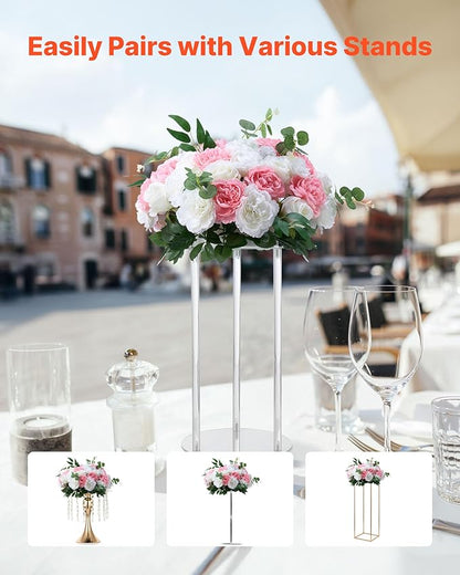 VEVOR Flower Ball Arrangement Bouquet 10 PCS, 17.7-Inch Diameter Artificial Flower Balls Wedding Table Centerpieces, Rose Arrangements for Wedding Centerpiece Home Decorations, Pink and White Roses