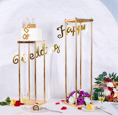 Set of 2 Wedding Centerpieces Geometric High Gold Vases - 31.5" Artificial Flower Display Stand for Wedding Christmas Carnival Party Dinner Event Hotel Home Decor Arrangement