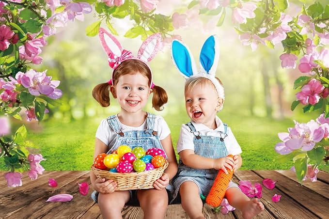 Renaiss 9x6ft Spring Nature Scenery Pink Flower Blossom Green Leaves Wood Floor Park Floral Meadow Photography Background for Wedding Baby Shower Birthday Party Decor Photo Studio Props