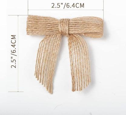 7Rainbows 30pcs Boutique 2.5" Burlap Ribbon Bows Craft Twist Tie Bows for Tying Up Packages Gift Wrapping Christmas Tree