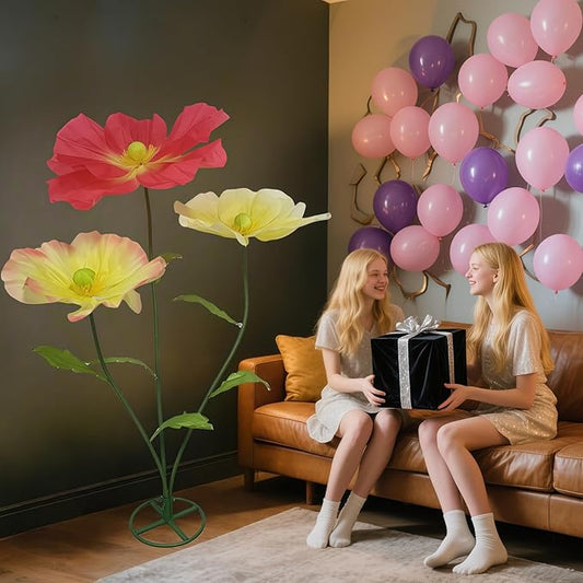 Large Artificial Flower for Decoration with Stands - 5.6 Ft Artificial Silk Giant Flower - Big Artificial Flores Gigantes for Wedding Party Banquet Backdrop Decor, Photography Props Window Display
