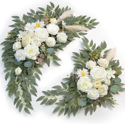 Artificial Wedding Arch Flowers Kit(Pack of 2) for Wedding Arch, Bridal Shower, Ceremony and Reception Backdrop Decoration (Cream & Champagne)