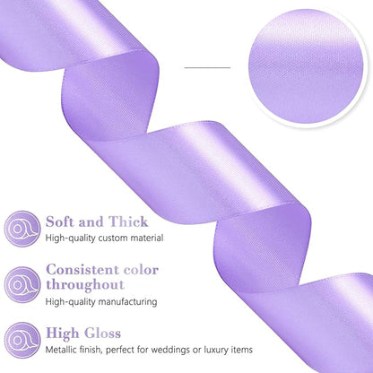 Lavender Ribbon 1-1/2 Inch, 60 Yards Lavender Light Purple Satin Ribbon for Gift Wrapping, Fabric Ribbon for Flower Bouquet Crafts Christmas Easter