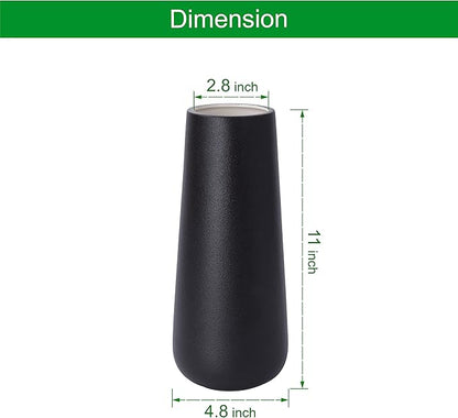 D'vine Dev 11 Inch Ceramic Flower Vase Textured Finishing, Minimalist Design for Kitchen, Bedroom, Living Room, Centerpieces, Office, Raven Grain, VS-XH-B-2