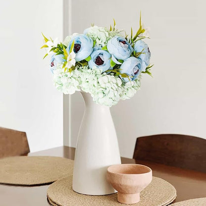 Zerzsy Peonies Artificial Flowers A Bouquet of 10 Flowers, Blue ArtificialPeony, Silk Faux Flower Fake Peonies Artificial Flowers Peonies Bouquet for Centerpiece Table Wedding Party Home Decor