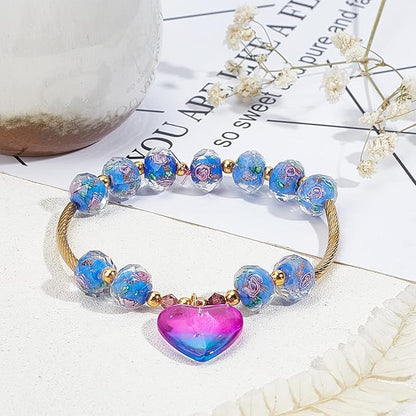 PH PandaHall 45pcs 12mm Gold Sand Lampwork Beads Glass Handmade Round Loose Beads with Hole for Rosary Making Jewelry Craft Making - Cornflower Blue