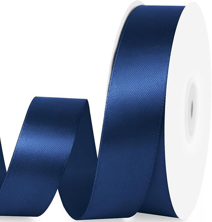 1" x 50 Yards Satin Ribbon - Navy Blue Silk Ribbon with Spool - Ideal for Gift Wrapping, Floral Bouquets, Crafts, Wedding Party Decorations, Christmas and Sewing Projects